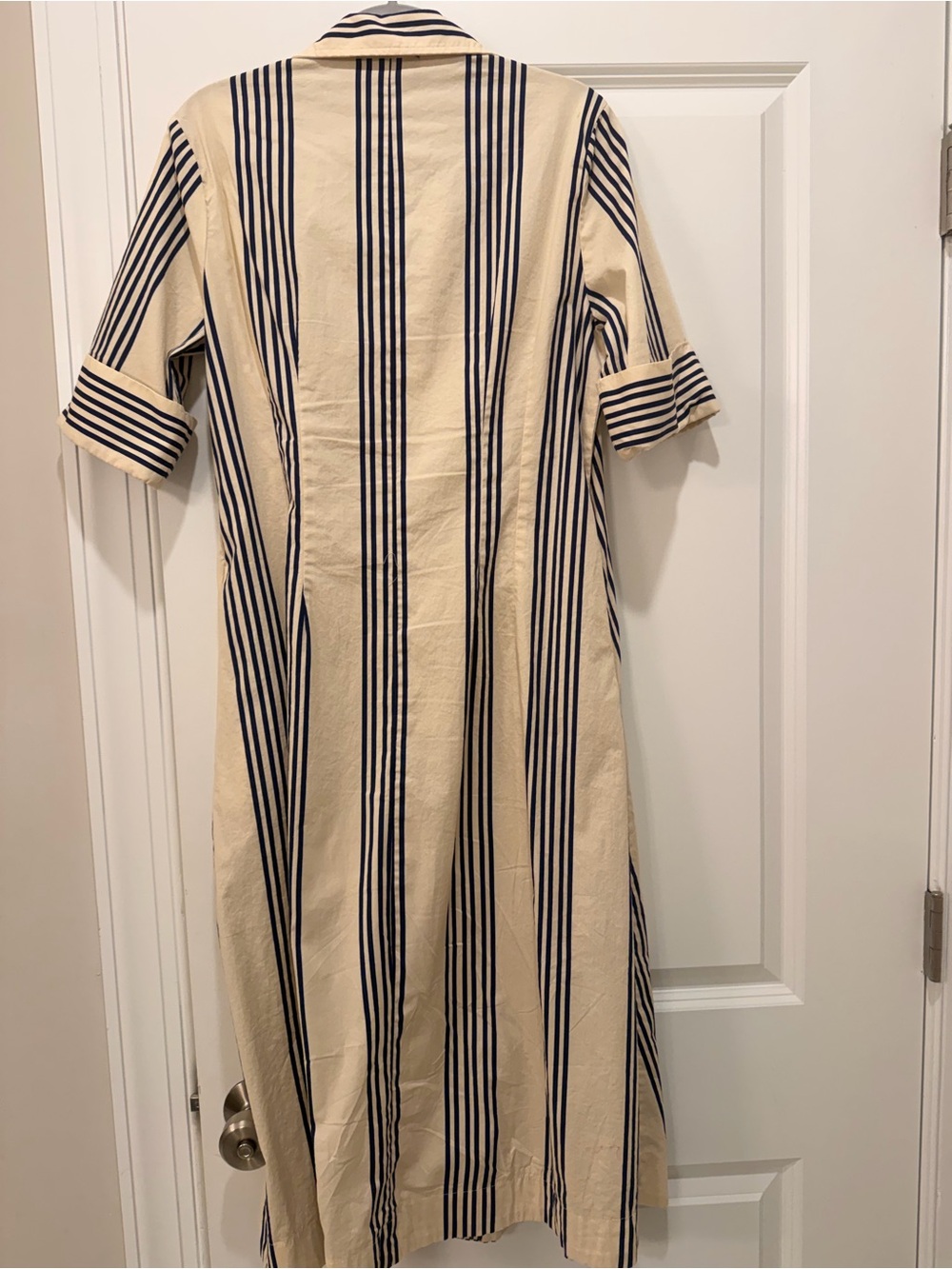 Rachel Zoe Cream and Black Striped Midi Shirt Dress - Picture 4 of 6